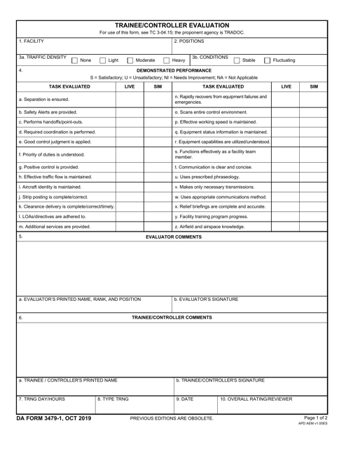 DA Form 3479-1 Trainee/Controller Evaluation