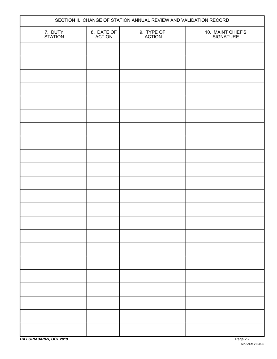 DA Form 3479-9 Atc Maintenance Personnel Certification and Related Training Record, Page 2
