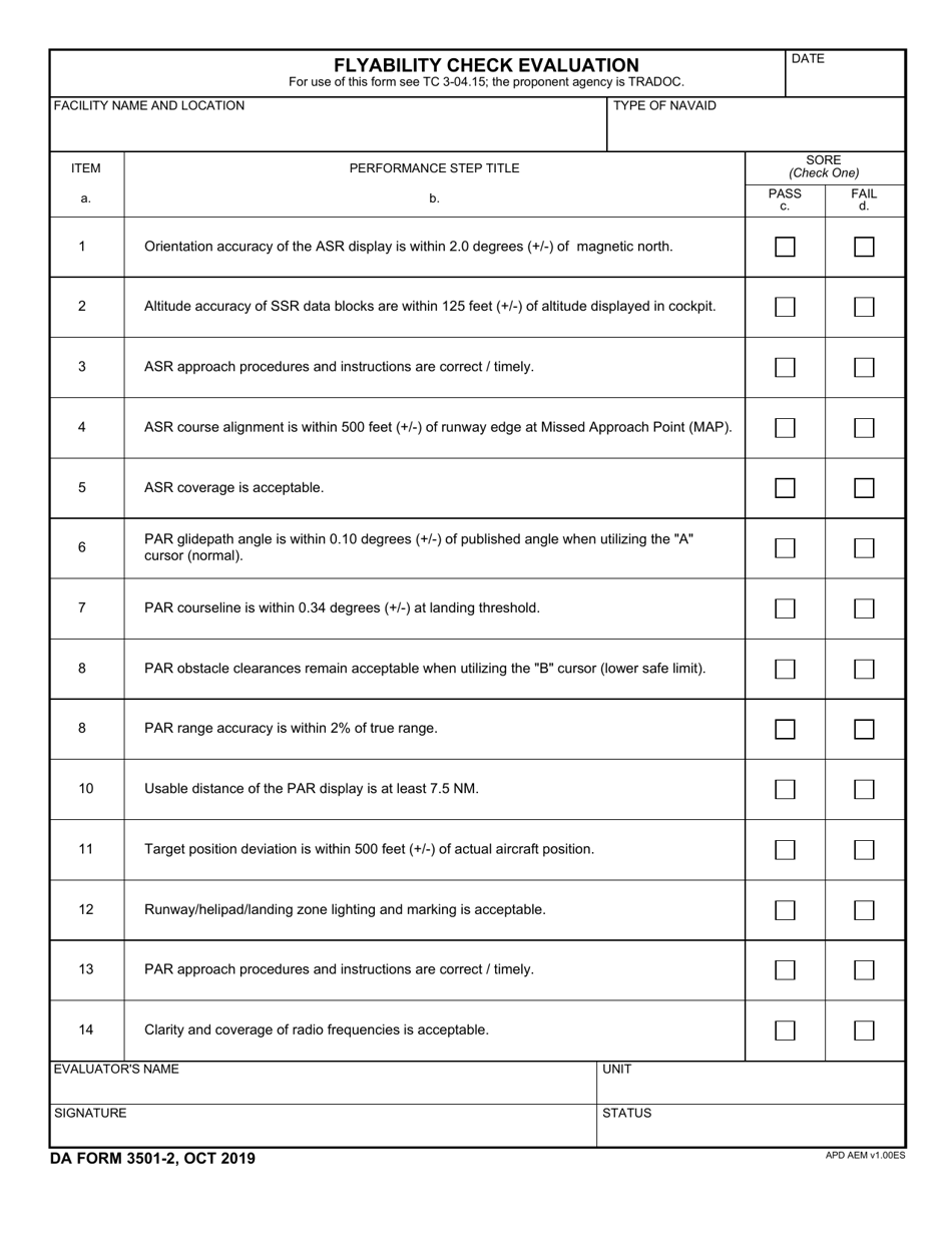 DA Form 3501-2 Flyability Check Evaluation, Page 1