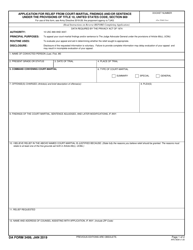 DA Form 3499 Application for Relief From Court-Martial Findings and/or Sentence Under the Provisions of Title 10, United States Code, Section 869