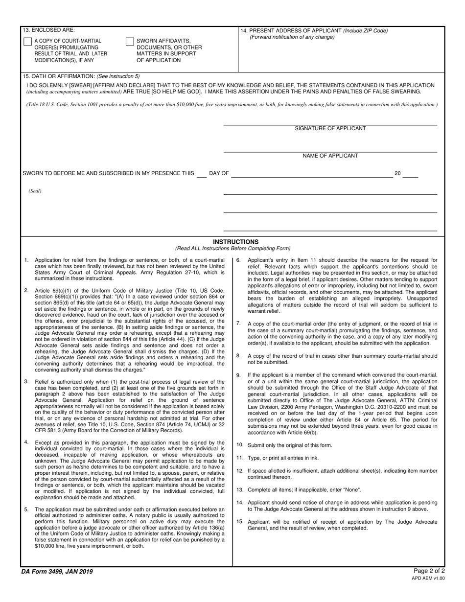 DA Form 3499 Download Fillable PDF or Fill Online Application for ...