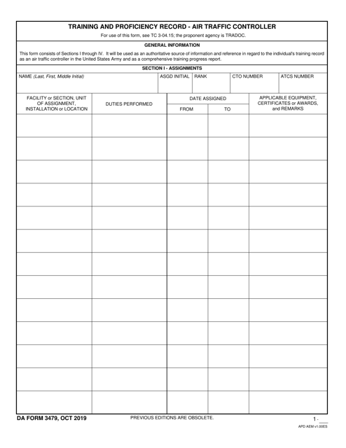 DA Form 3479  Printable Pdf