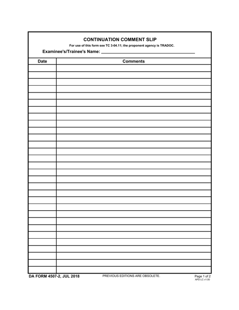 DA Form 4507-2 - Fill Out, Sign Online and Download Fillable PDF ...