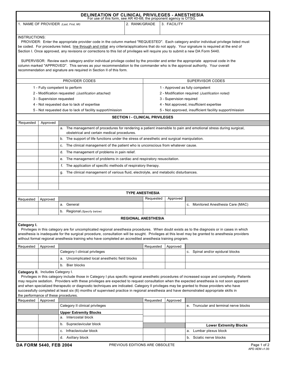 DA Form 5440 - Fill Out, Sign Online and Download Fillable PDF ...