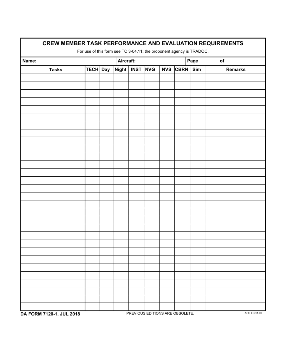 DA Form 7120-1 Download Fillable PDF or Fill Online Crew Member Task ...