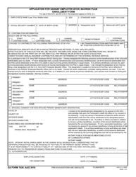 DA Form 7426 Application for Usanaf 401(K) Savings Plan Enrollment Form