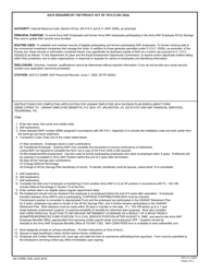 DA Form 7426 Application for Usanaf 401(K) Savings Plan Enrollment Form, Page 2