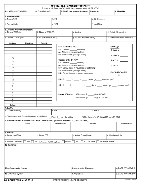 DA Form 7735  Printable Pdf