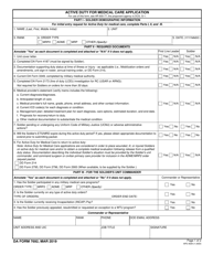 Document preview: DA Form 7692 Active Duty for Medical Care Application