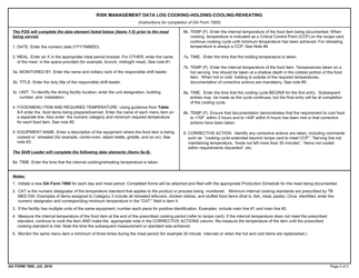 DA Form 7800 Risk Management Data Log Cooking-Holding-Cooling-Reheating, Page 2