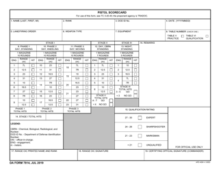 Document preview: DA Form 7814 Pistol Scorecard
