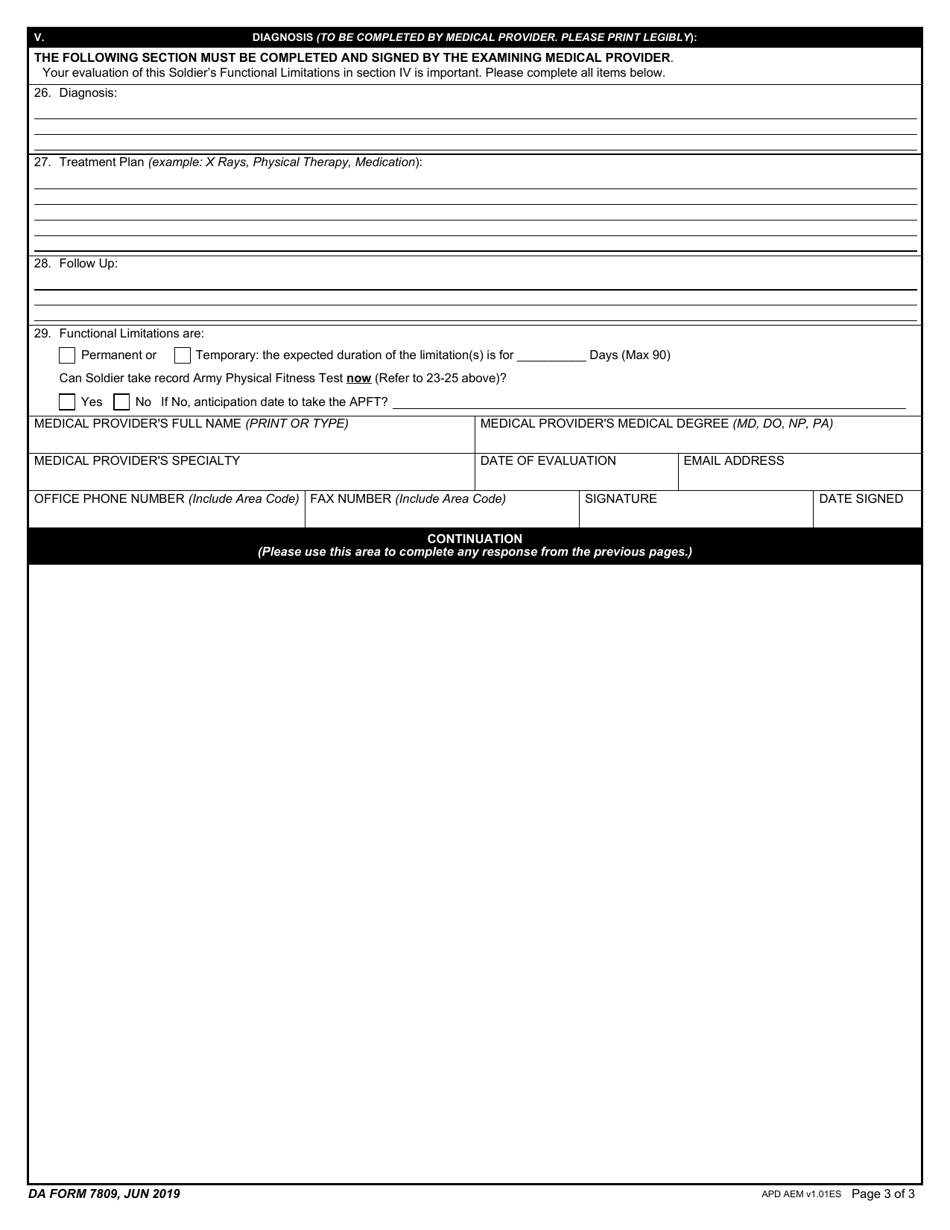 DA Form 7809 - Fill Out, Sign Online and Download Fillable PDF ...