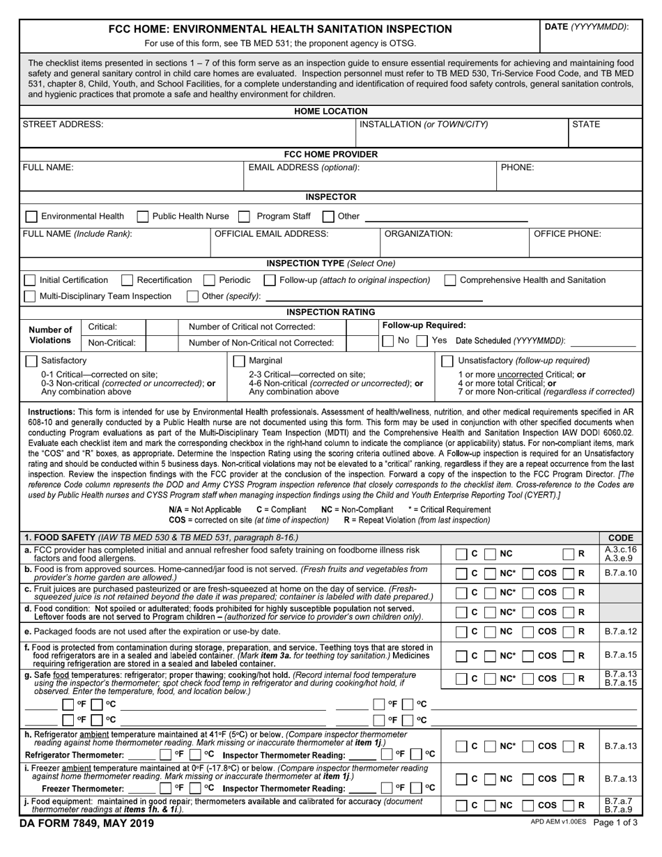 DA Form 7849 - Fill Out, Sign Online and Download Fillable PDF ...