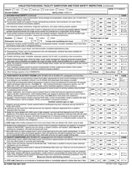 DA Form 7848 Child/Youth/School Facility Sanitation and Food Safety Inspection, Page 2