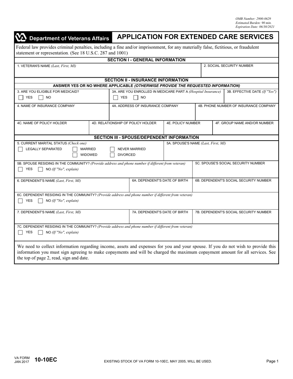 VA Form 10-10EC Application for Extended Care Services, Page 3