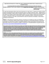 VA Form 10-0137 Directrices Anticipadas De VA Poder Legal Para La Designacion De Agente Para El Cuidado De Salud Y Testamento En Vida (English/Spanish), Page 3