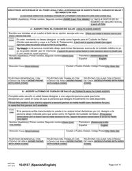 VA Form 10-0137 Directrices Anticipadas De VA Poder Legal Para La Designacion De Agente Para El Cuidado De Salud Y Testamento En Vida (English/Spanish), Page 4