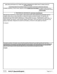 VA Form 10-0137 Directrices Anticipadas De VA Poder Legal Para La Designacion De Agente Para El Cuidado De Salud Y Testamento En Vida (English/Spanish), Page 8