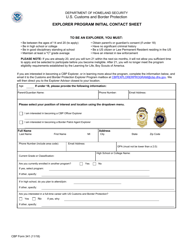 Document preview: CBP Form 341 Explorer Program Initial Contact Sheet