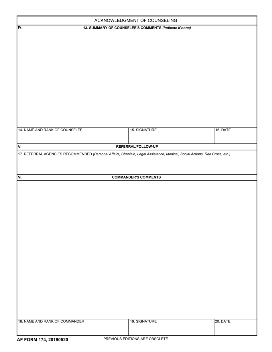 AF Form 174 - Fill Out, Sign Online and Download Printable PDF ...