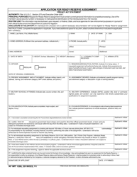 AF IMT Form 1288 Application for Ready Reserve Assignment