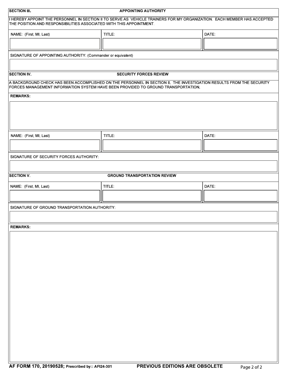 AF Form 170 Fill Out Sign Online And Download Fillable PDF