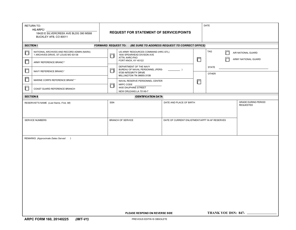 ARPC Form 160 - Fill Out, Sign Online and Download Fillable PDF ...