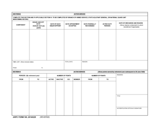 ARPC Form 160 Request for Statement of Service/Points, Page 2