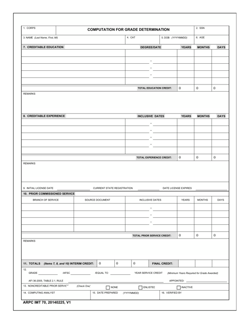 ARPC IMT Form 70  Printable Pdf
