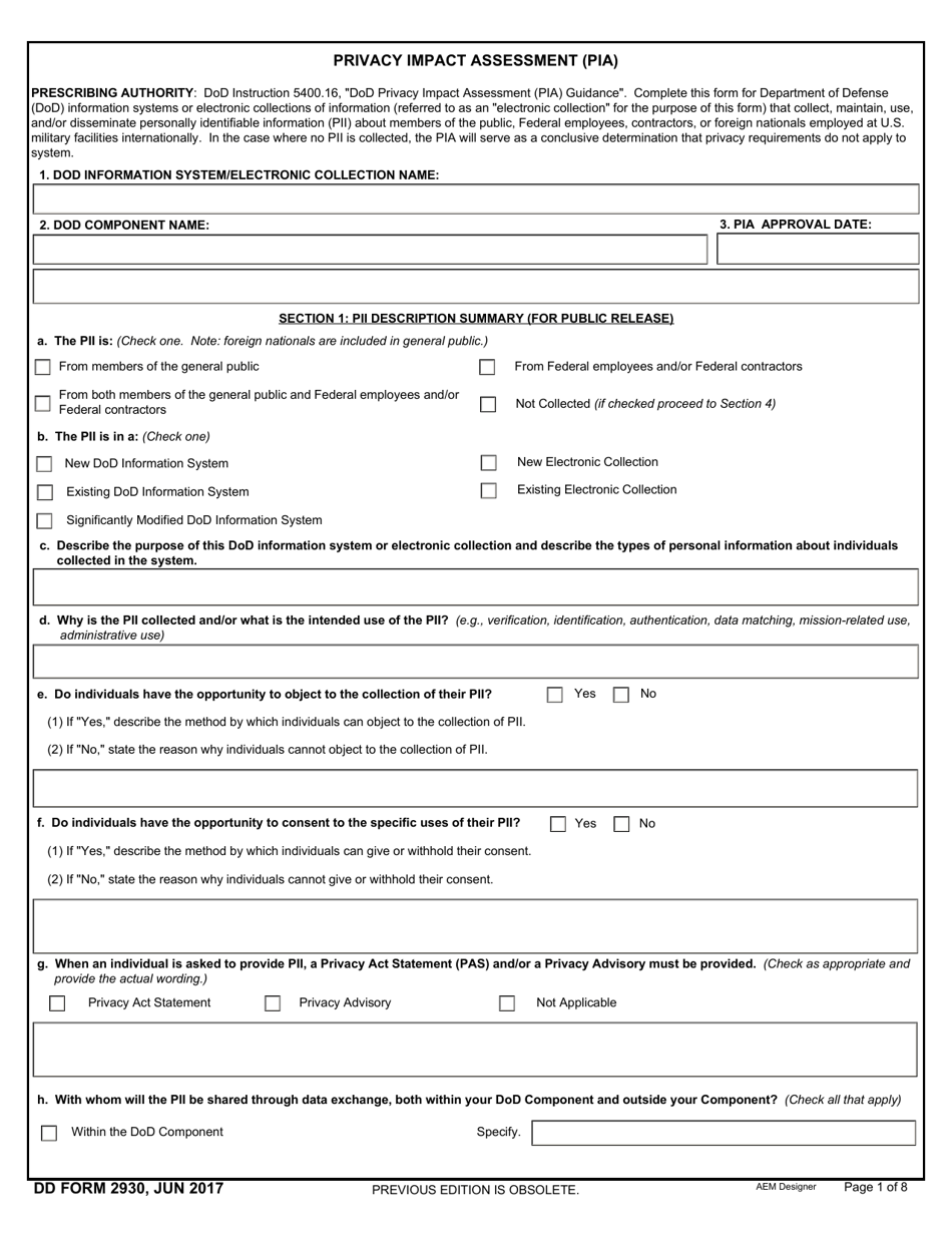 Dd Form 2930 Fill Out Sign Online And Download Fillable Pdf