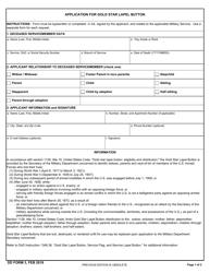 DD Form 3 Application for Gold Star Lapel Button