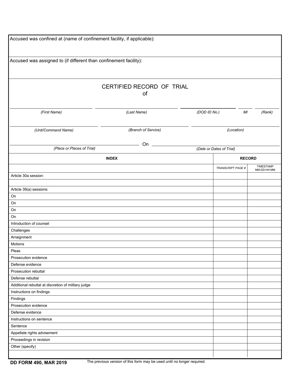 DD Form 490 Certified Record of Trial (Pages 1-4 Only), Page 3