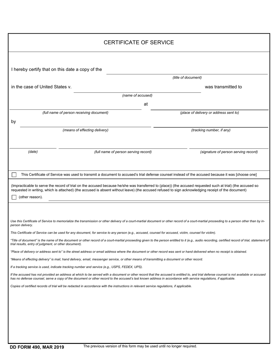 DD Form 490 Page 6 Certified Record of Trial, Page 1