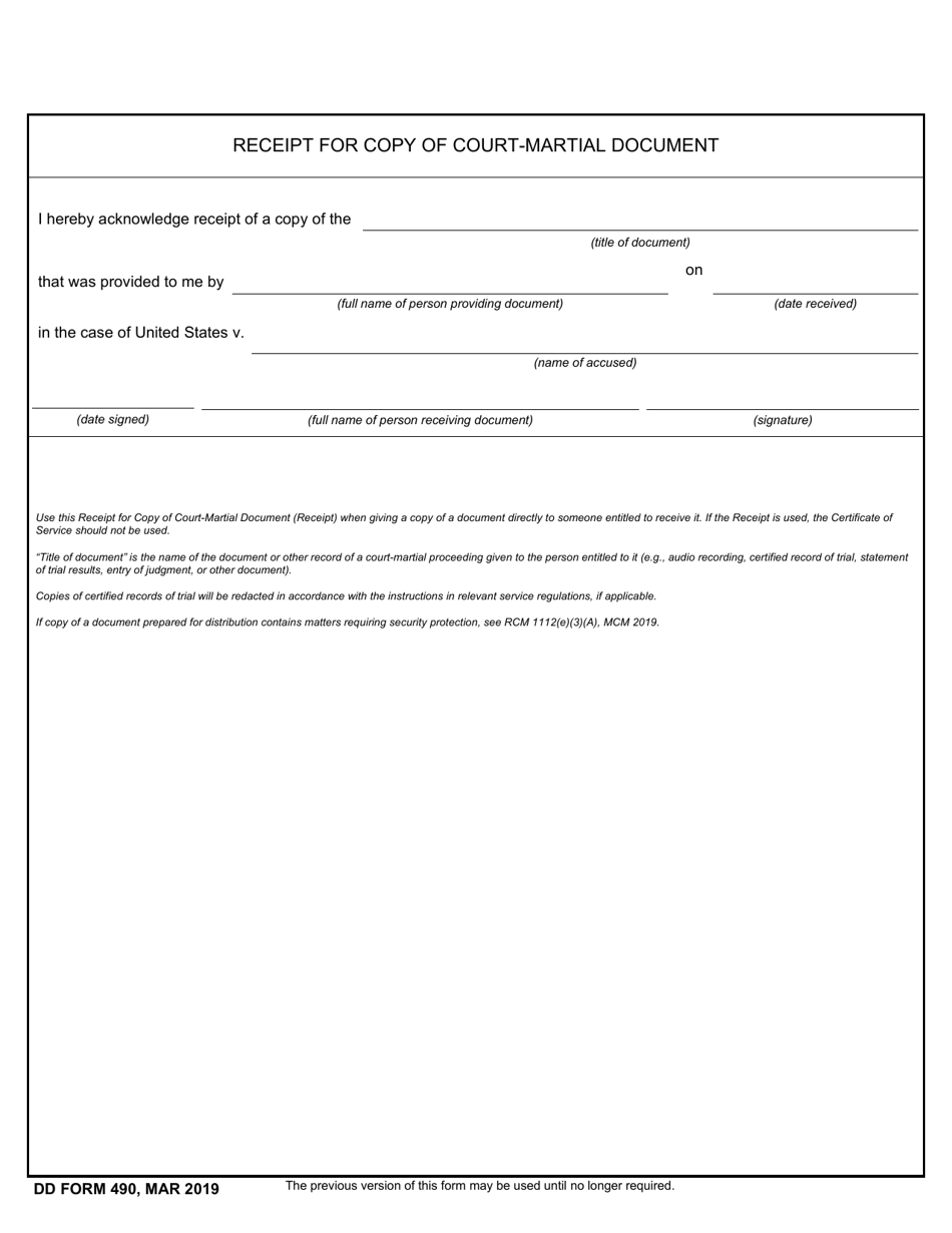 DD Form 490 Page 5 Certified Record of Trial, Page 1