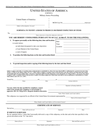 Document preview: DD Form 453 Subpoena