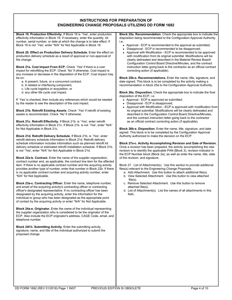 Instructions for DD Form 1692 Engineering Change Proposal (Ecp), Page 4