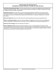 Document preview: Instructions for DD Form 1692 Page 7 Engineering Change Proposal (Ecp) (Software)