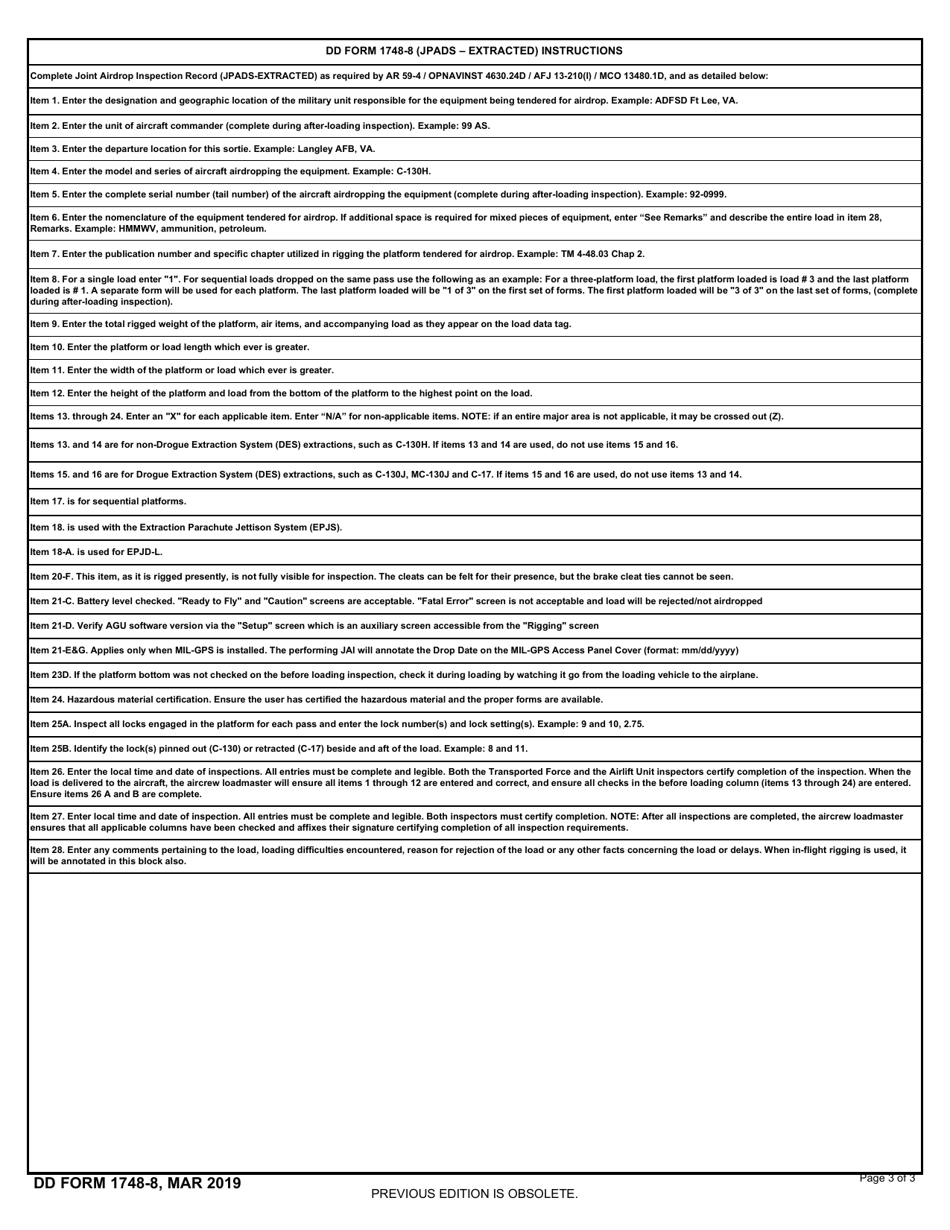 DD Form 1748-8 Joint Airdrop Inspection Record (Jpads-Extracted), Page 3