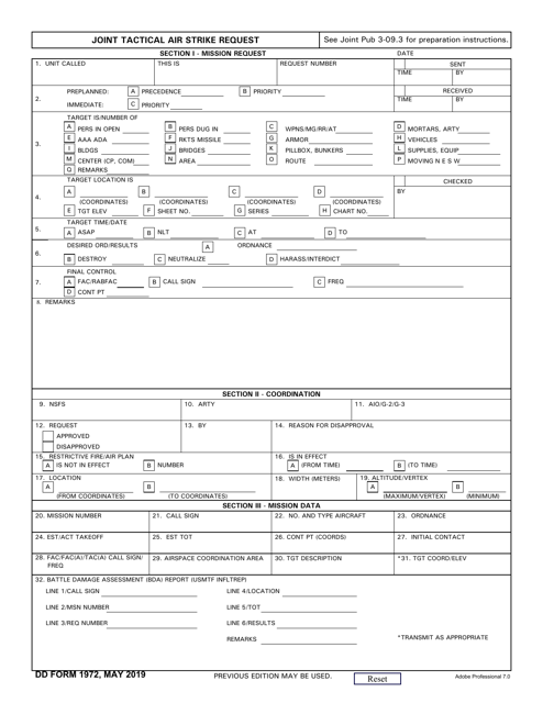 DD Form 1972 Joint Tactical Air Strike Request