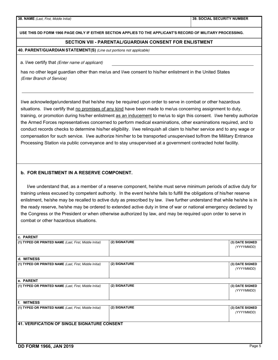DD Form 1966 Record of Military Processing - Armed Forces of the United States, Page 6