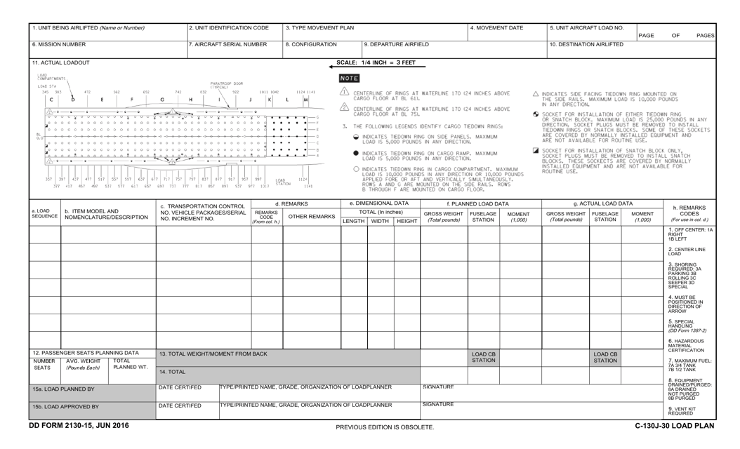 DD Form 2130-15 Download Fillable PDF or Fill Online C-130j-30 Load ...