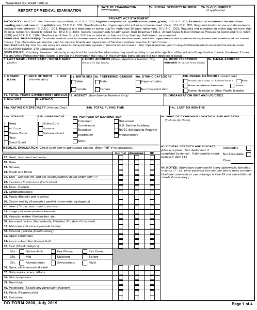 DD Form 2808 Download Fillable PDF or Fill Online Report of Medical ...