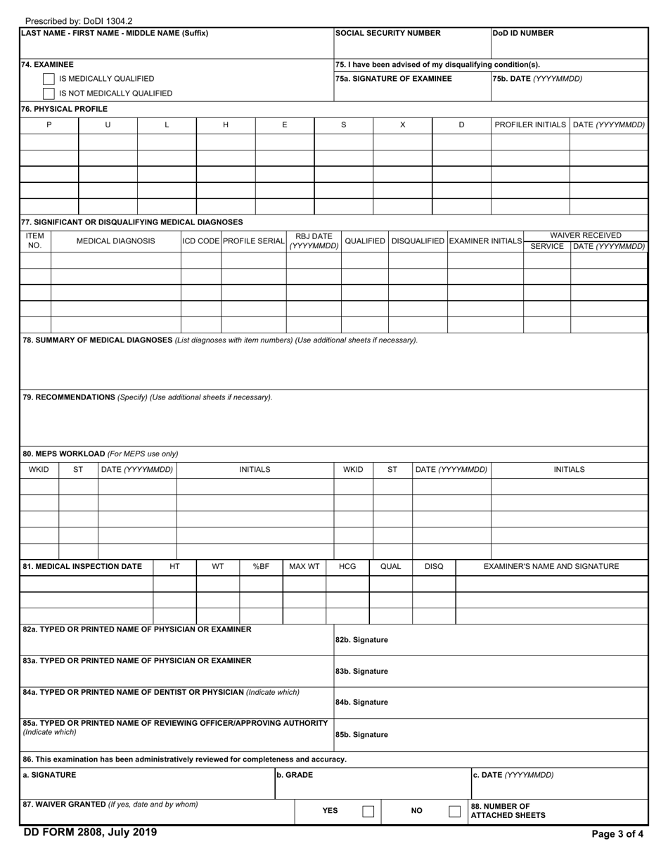 DD Form 2808 Download Fillable PDF or Fill Online Report of Medical ...