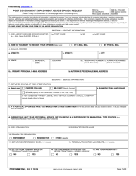 DD Form 2945 Post-government Employment Advice Opinion Request