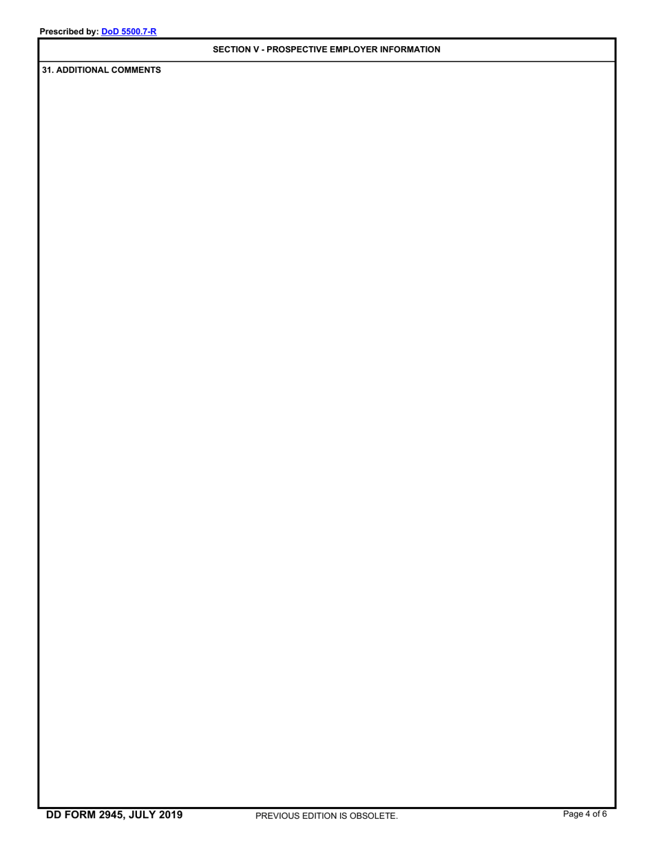 DD Form 2945 Post-government Employment Advice Opinion Request, Page 4