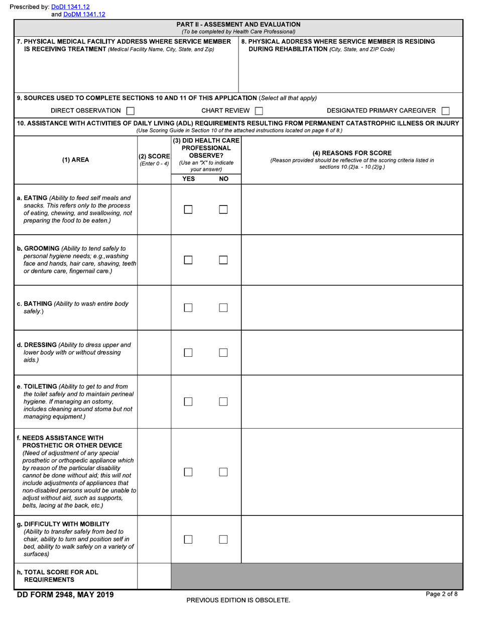 Dd Form 2948 Download Fillable Pdf Or Fill Online Special Compensation 