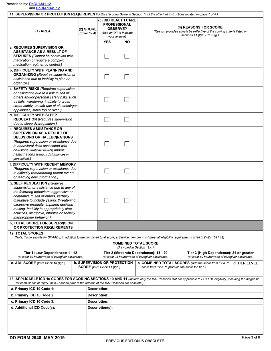 DD Form 2948 Download Fillable PDF or Fill Online Special Compensation ...