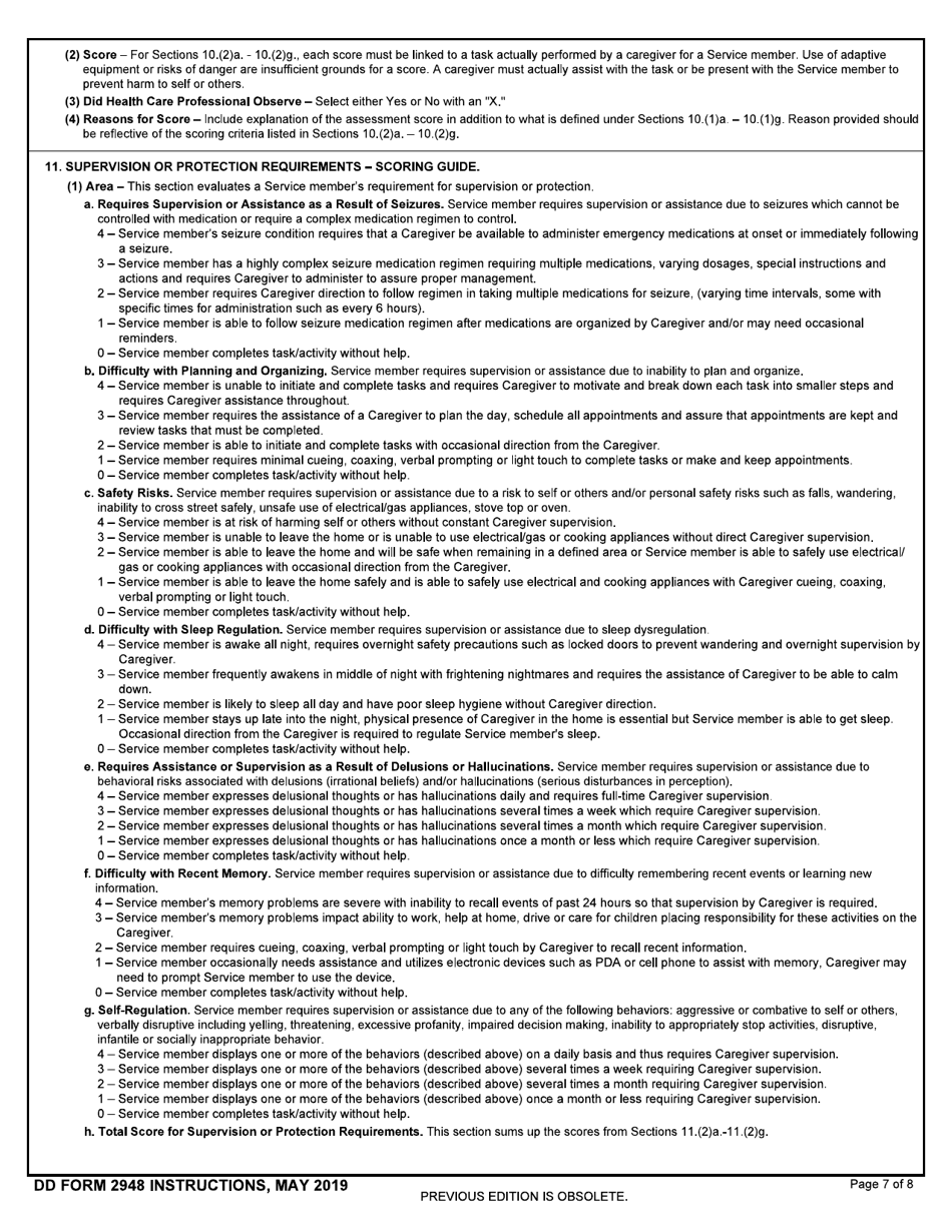 DD Form 2948 Special Compensation for Assistance With Activities of Daily Living (SCAADL) Eligibility, Page 7