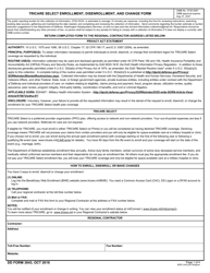 Document preview: DD Form 3043 TRICARE Select Enrollment, Disenrollment, and Change Form