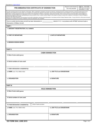 Document preview: DD Form 3044 Pre-embarkation Certificate of Disinsection